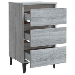 813142 vidaXL Bed Cabinet with Metal Legs Grey Sonoma 40x35x69 cm 5