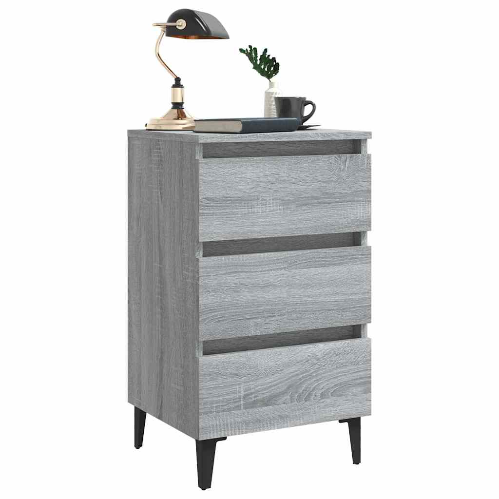 Bed Cabinet with Metal Legs 40x35x69 cm Grey sonoma