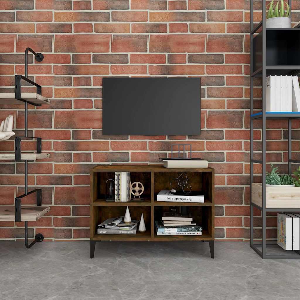 vidaXL TV Cabinet with Metal Legs Smoked Oak 69.5x30x50 cm 1