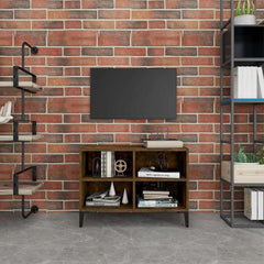 vidaXL TV Cabinet with Metal Legs Smoked Oak 69.5x30x50 cm 1