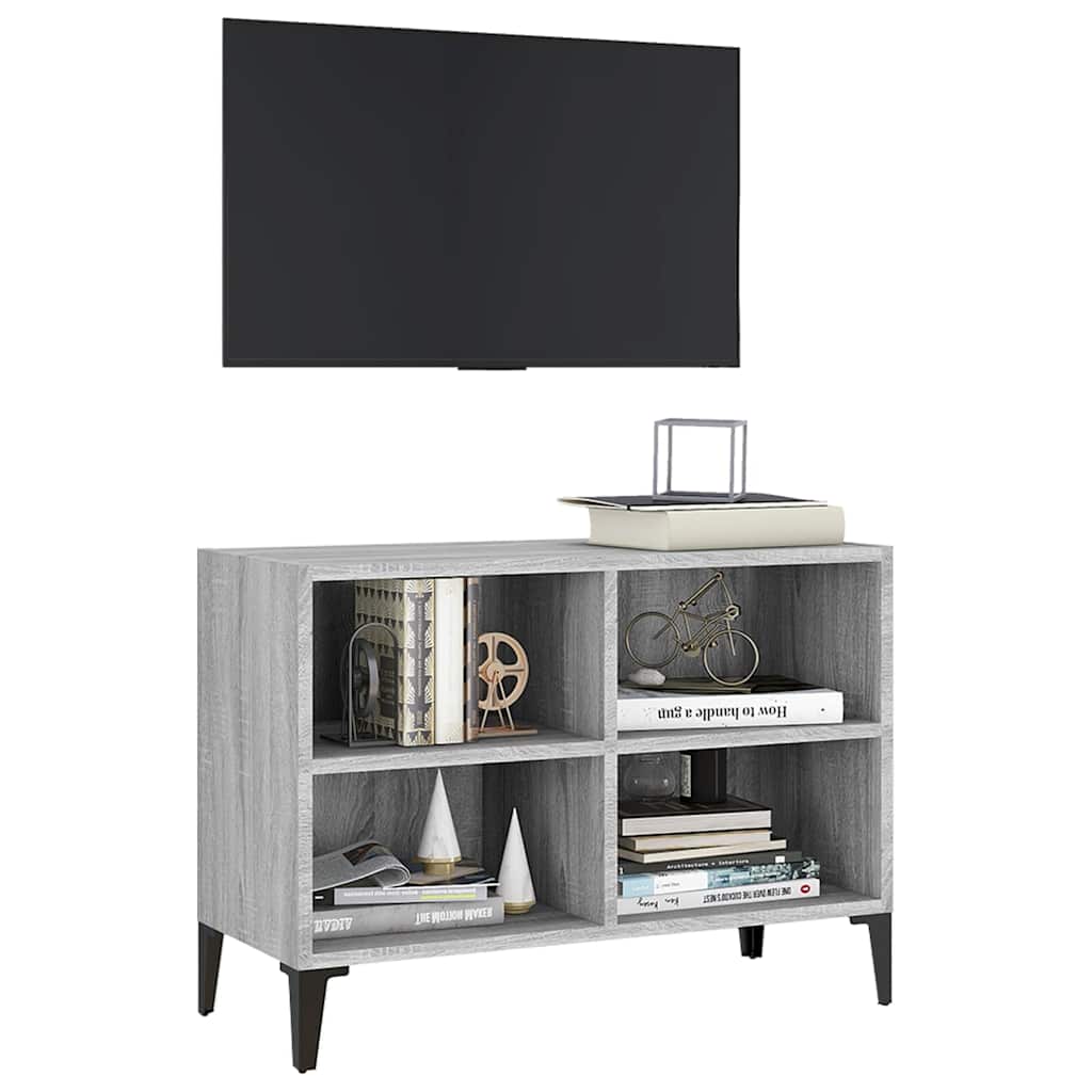 vidaXL TV Cabinet with Metal Legs Grey Sonoma 69.5x30x50 cm 3