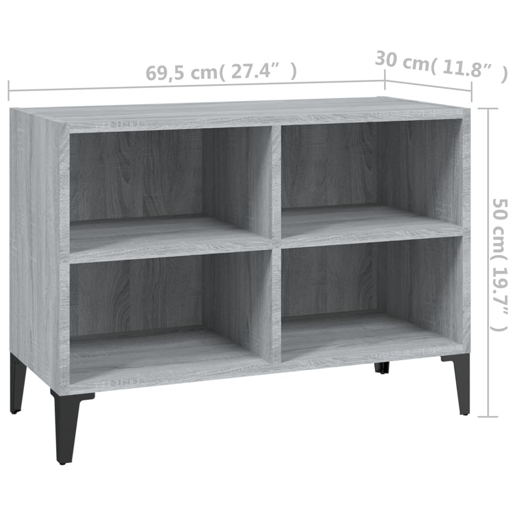vidaXL TV Cabinet with Metal Legs Grey Sonoma 69.5x30x50 cm 6