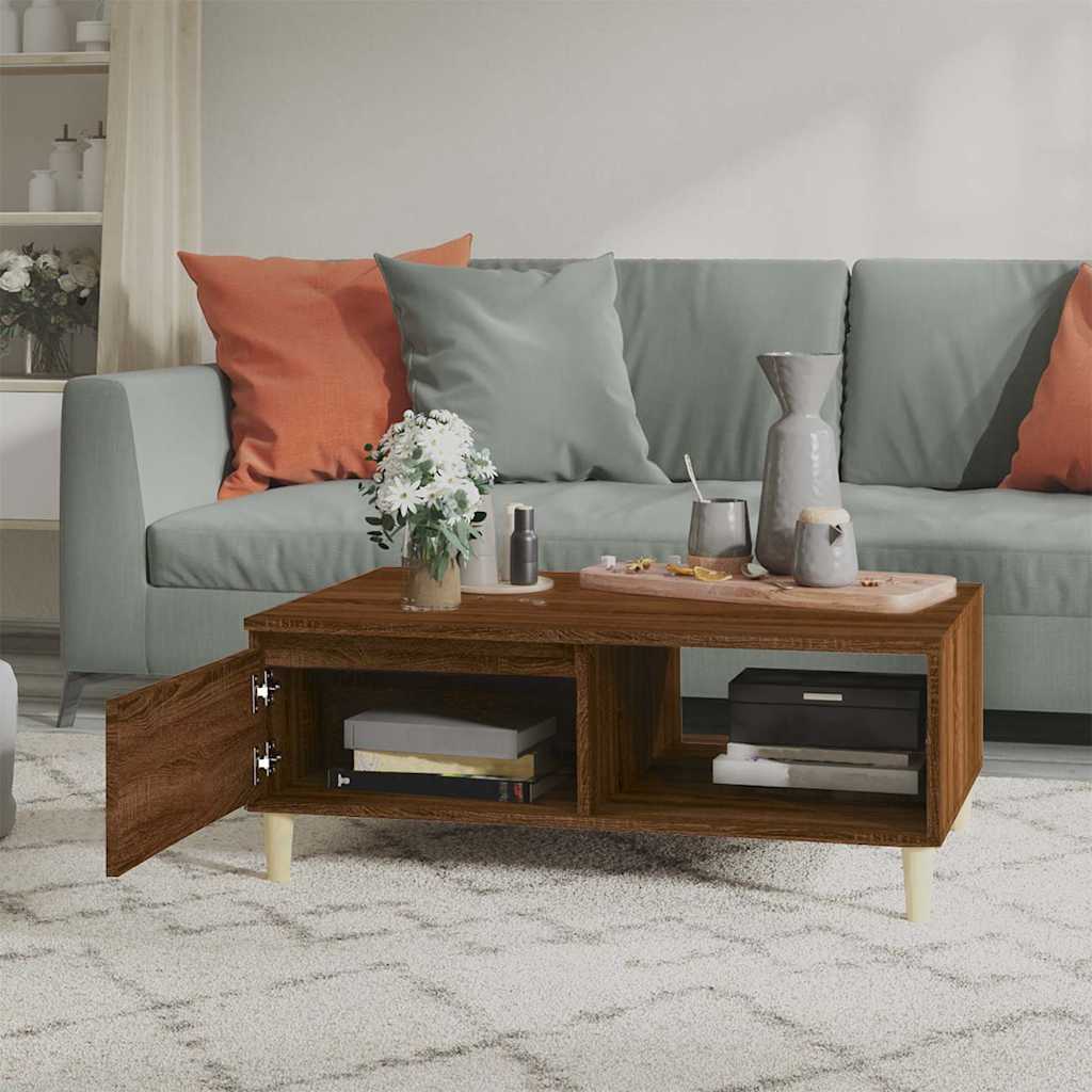 vidaXL Coffee Table | Brown Oak | Engineered wood, Solid eucalyptus wood 3