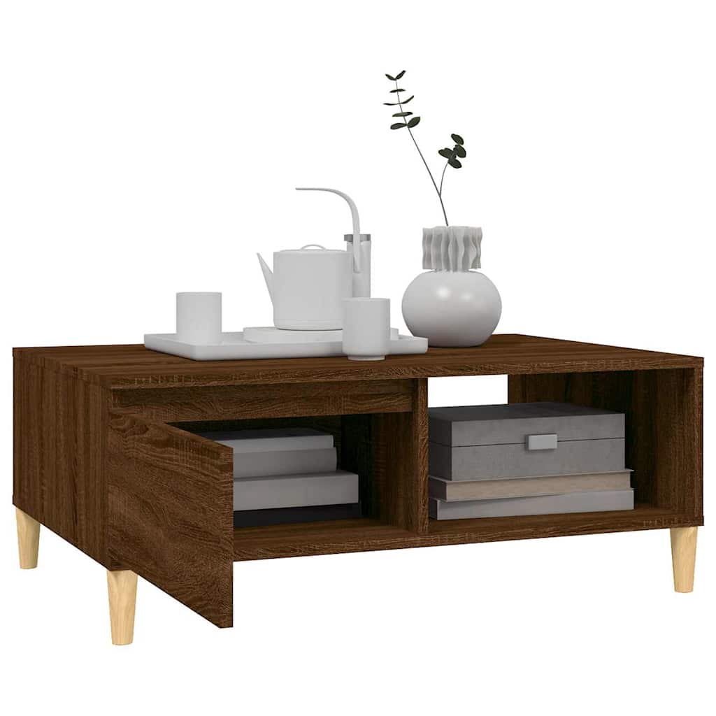 vidaXL Coffee Table | Brown Oak | Engineered wood, Solid eucalyptus wood 4
