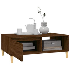 vidaXL Coffee Table | Brown Oak | Engineered wood, Solid eucalyptus wood 4