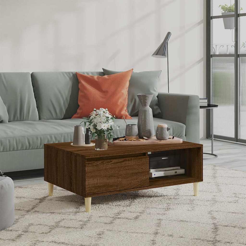 vidaXL Coffee Table | Brown Oak | Engineered wood, Solid eucalyptus wood 1