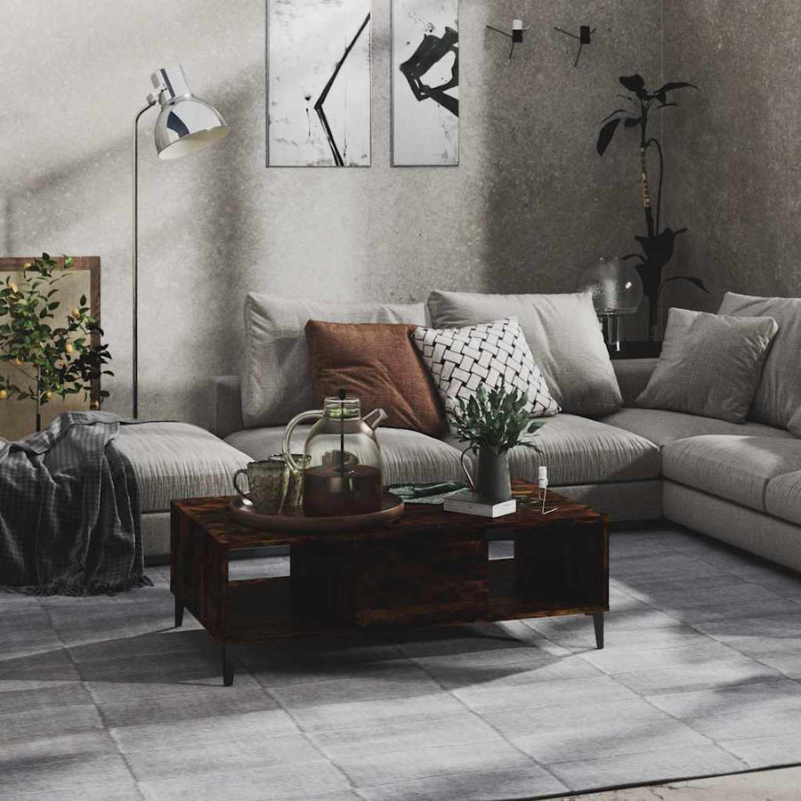 813179 vidaXL Coffee Table Smoked Oak 103,5x60x35 cm Engineered Wood 1