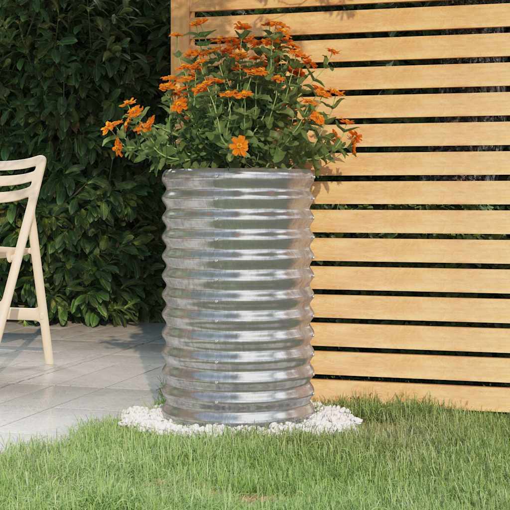 Garden Planter Galvanised Steel Width 40 cm Silver