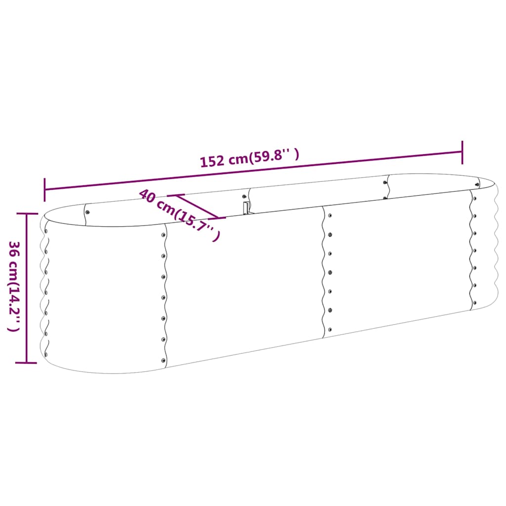 vidaXL Garden Raised Bed Galvanised Steel 152x40x36 cm Green 6
