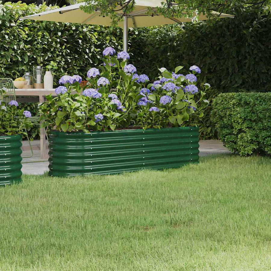 vidaXL Garden Raised Bed Galvanised Steel 152x40x36 cm Green 1