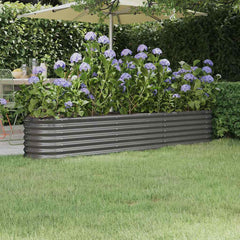 vidaXL Garden Raised Bed Galvanised Steel 224x40x36 cm Grey 1