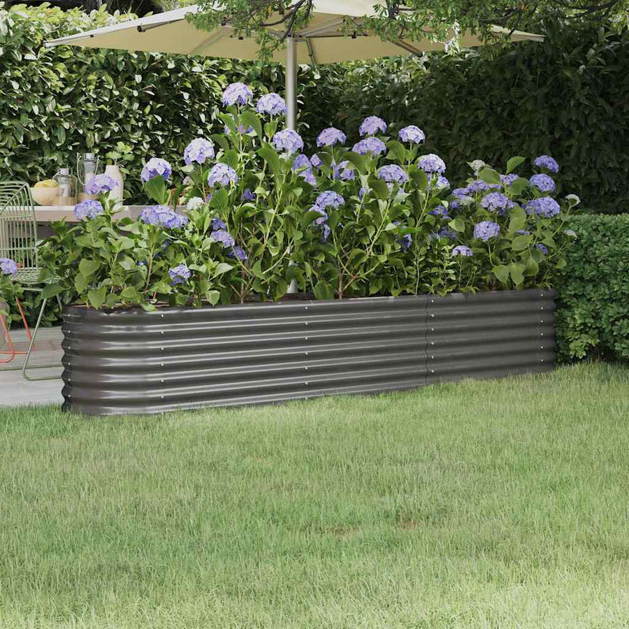 vidaXL Garden Raised Bed Galvanised Steel 224x40x36 cm Grey 1