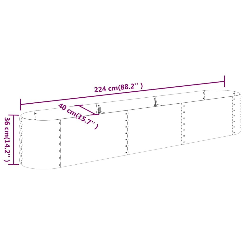 vidaXL Garden Raised Bed Galvanised Steel 224x40x36 cm Anthracite 6