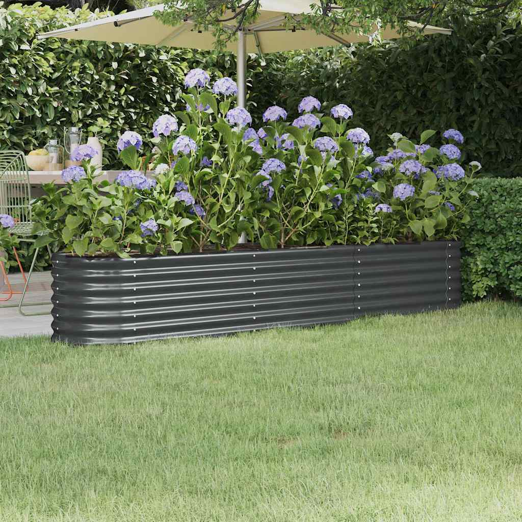 vidaXL Garden Raised Bed Galvanised Steel 224x40x36 cm Anthracite 1