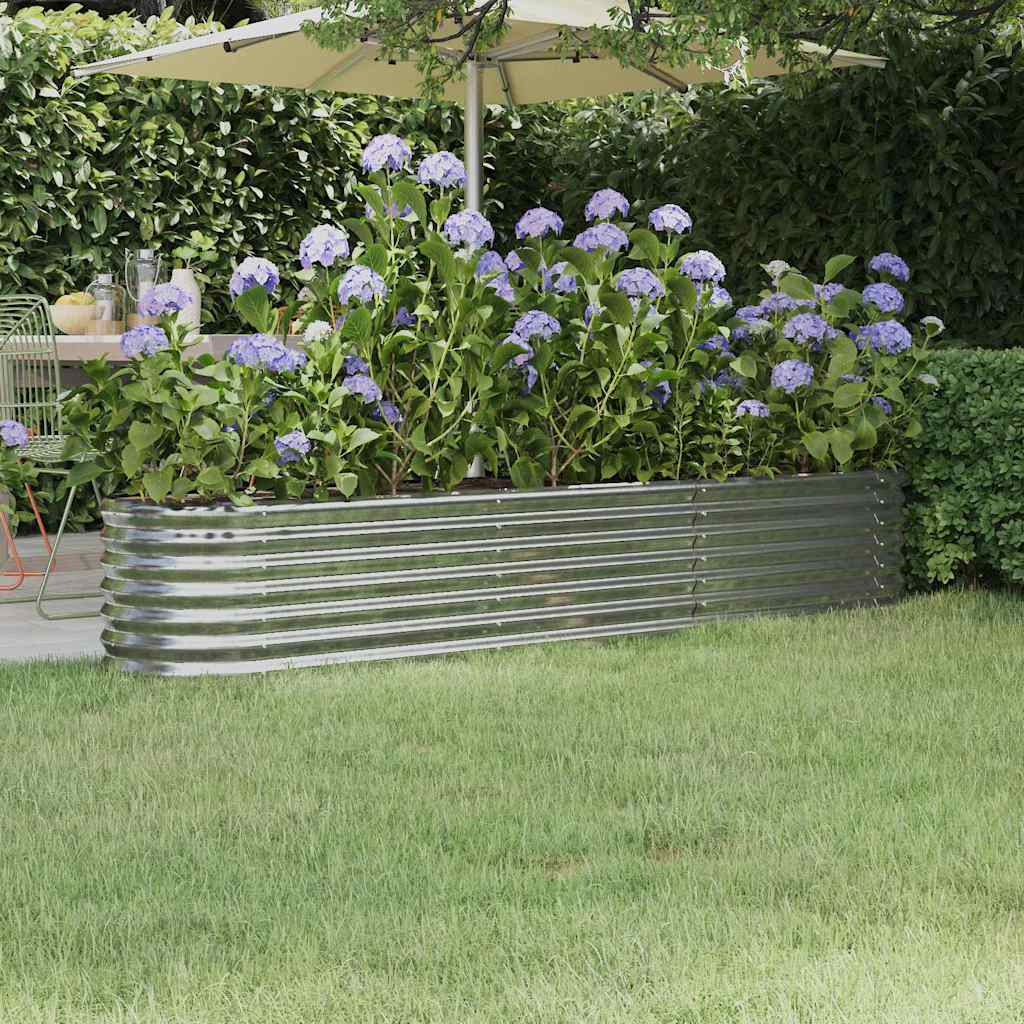 vidaXL Garden Raised Bed Galvanised Steel 224x40x36 cm Silver 1