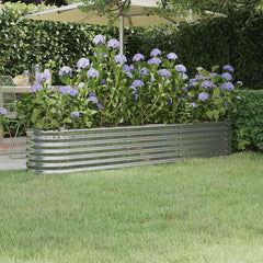 vidaXL Garden Raised Bed Galvanised Steel 224x40x36 cm Silver 1
