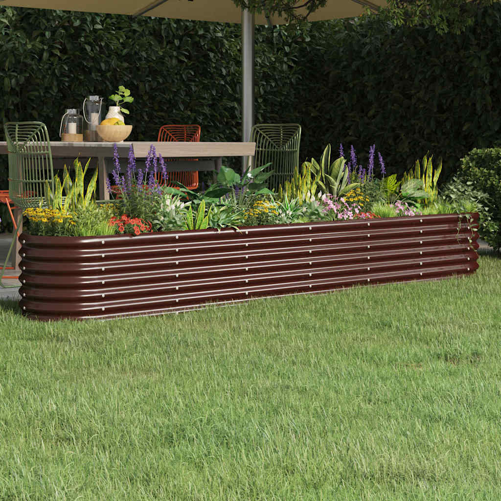 vidaXL Garden Raised Bed Galvanised Steel Height 36 cm Brown