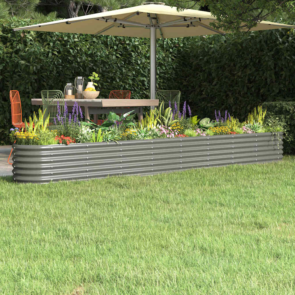Garden Raised Bed Galvanised Steel Height 36 cm Grey 332 cm