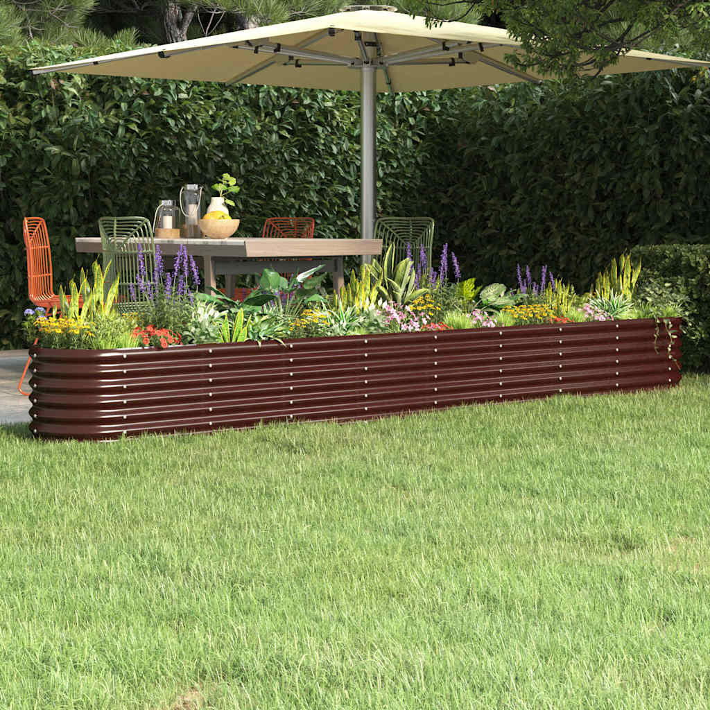 vidaXL Garden Raised Bed Galvanised Steel Height 36 cm Brown