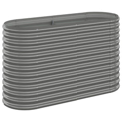vidaXL Garden Raised Bed | Grey | Powder-coated steel | Large | Durable 2