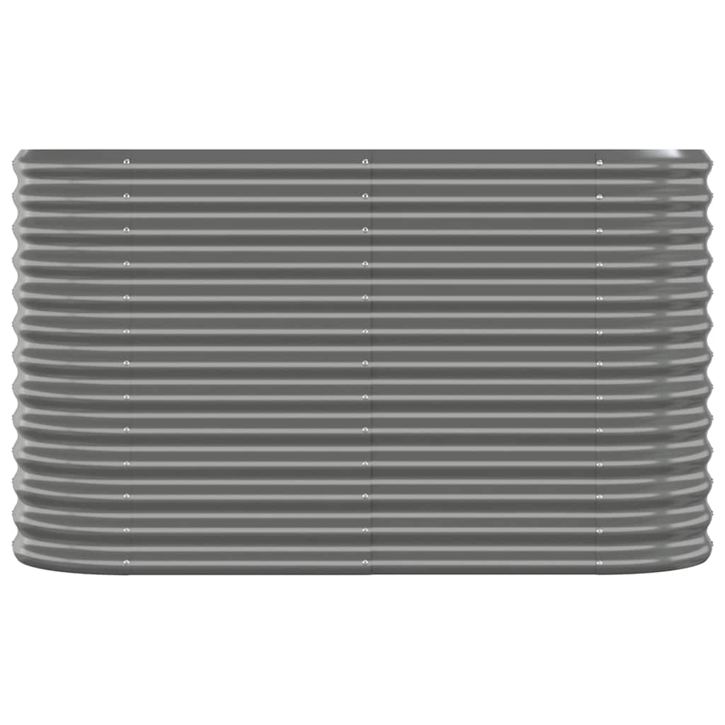 vidaXL Garden Raised Bed | Grey | Powder-coated steel | Large | Durable 3