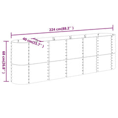 vidaXL Garden Raised Bed Galvanised Steel 224x40x68 cm Brown 6