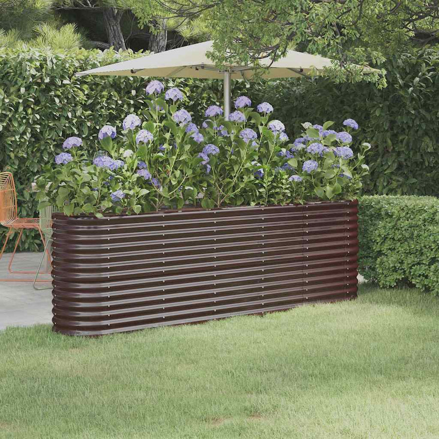 vidaXL Garden Raised Bed Galvanised Steel 224x40x68 cm Brown 1