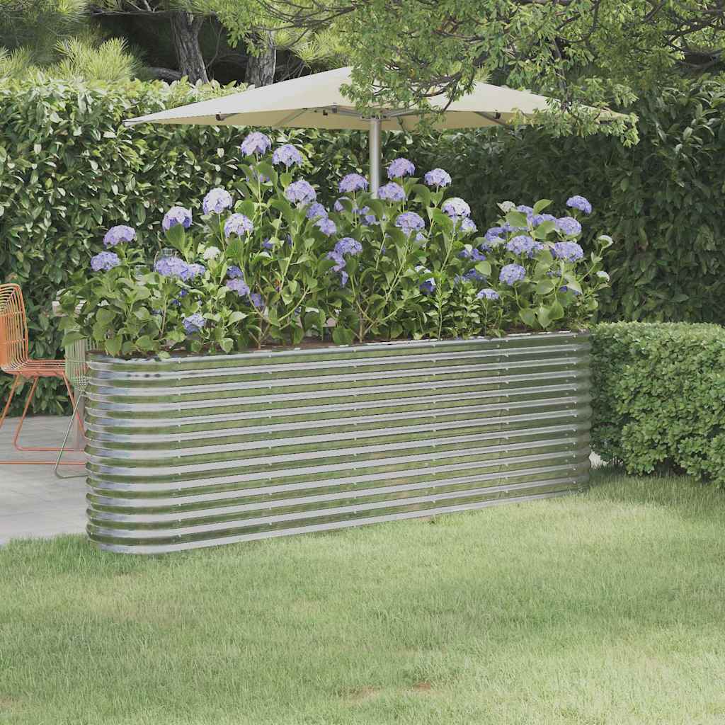 vidaXL Garden Raised Bed | Silver | Powder-coated steel | Large | Durable 1