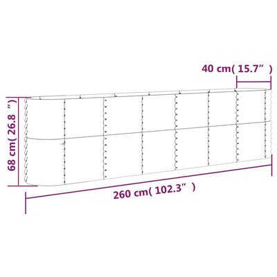 Garden Raised Bed Powder-coated Steel 260x40x68 cm Anthracite