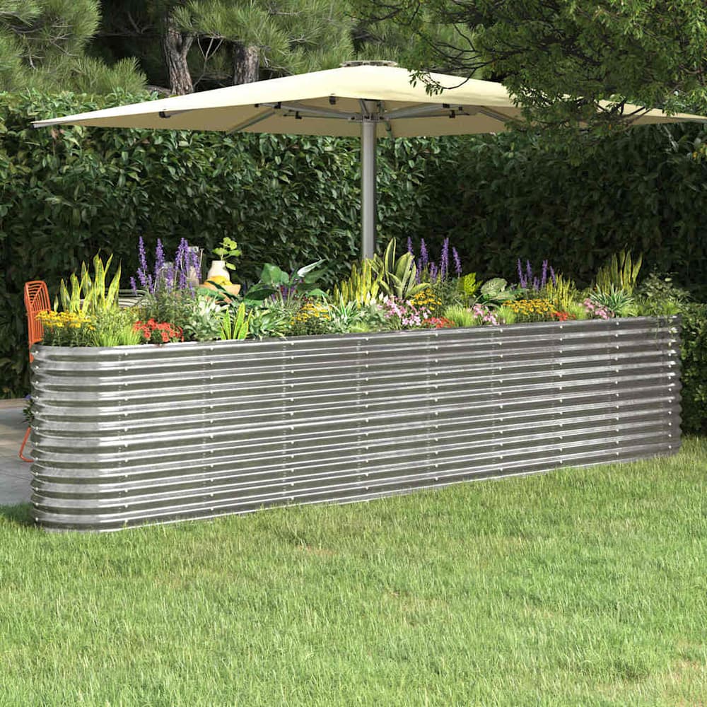 Garden Raised Bed Galvanised Steel Height 68 cm Silver 332 cm
