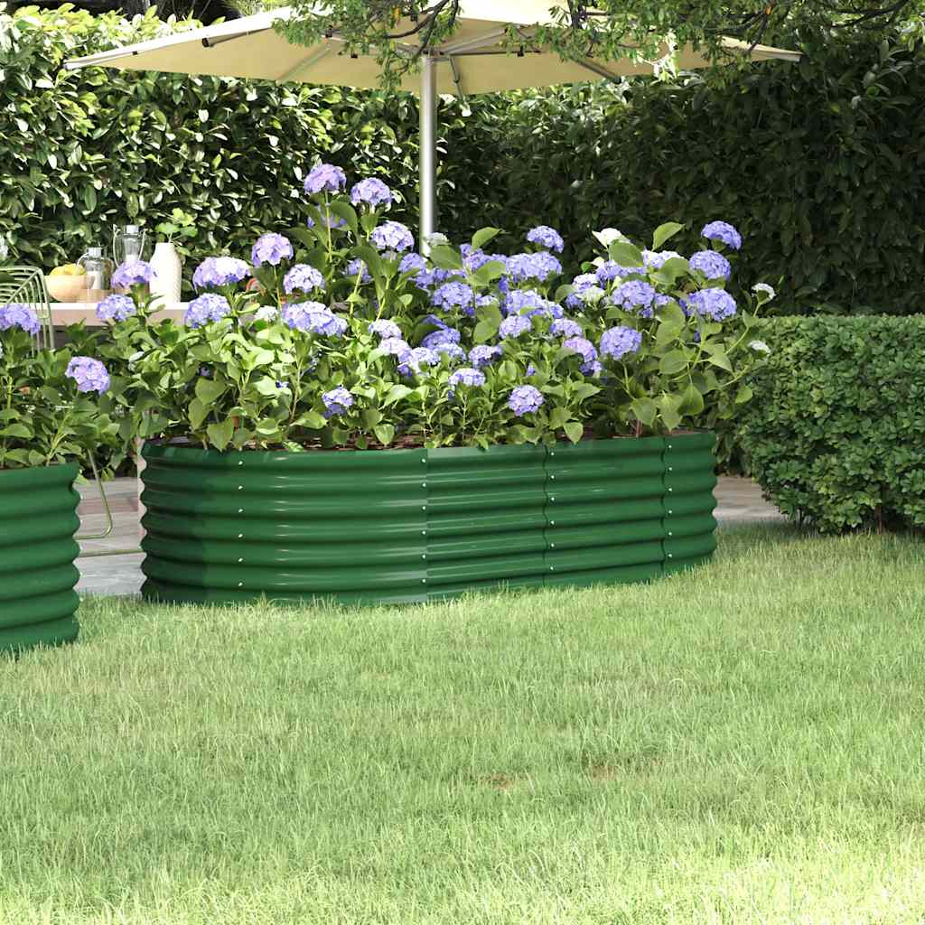 vidaXL Garden Raised Bed | Green | Powder-coated steel | Large | Durable 1