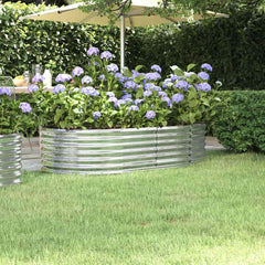 vidaXL Garden Raised Bed | Silver | Powder-coated steel | Large | Durable 1