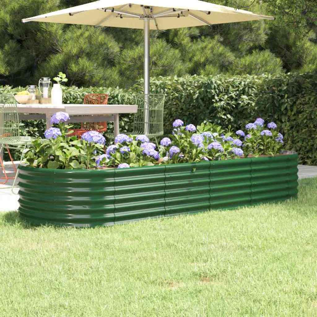 vidaXL Garden Raised Bed Galvanised Steel 224x80x36 cm Green 1