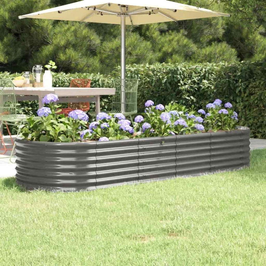 vidaXL Garden Raised Bed Galvanised Steel 224x80x36 cm Grey 1