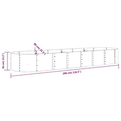 vidaXL Garden Raised Bed Galvanised Steel 296x80x36 cm Grey 6