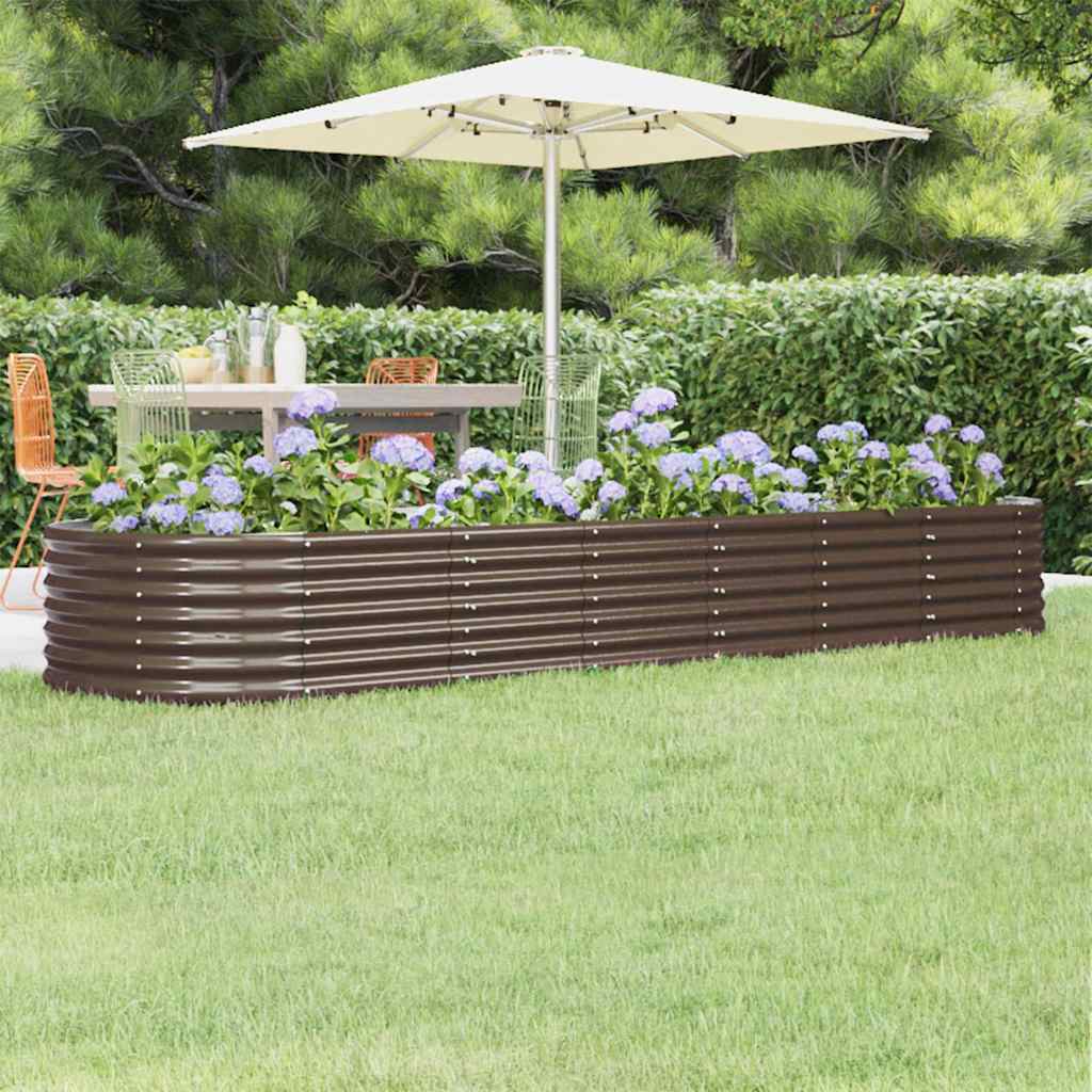vidaXL Garden Raised Bed Galvanised Steel Height 36 cm Brown