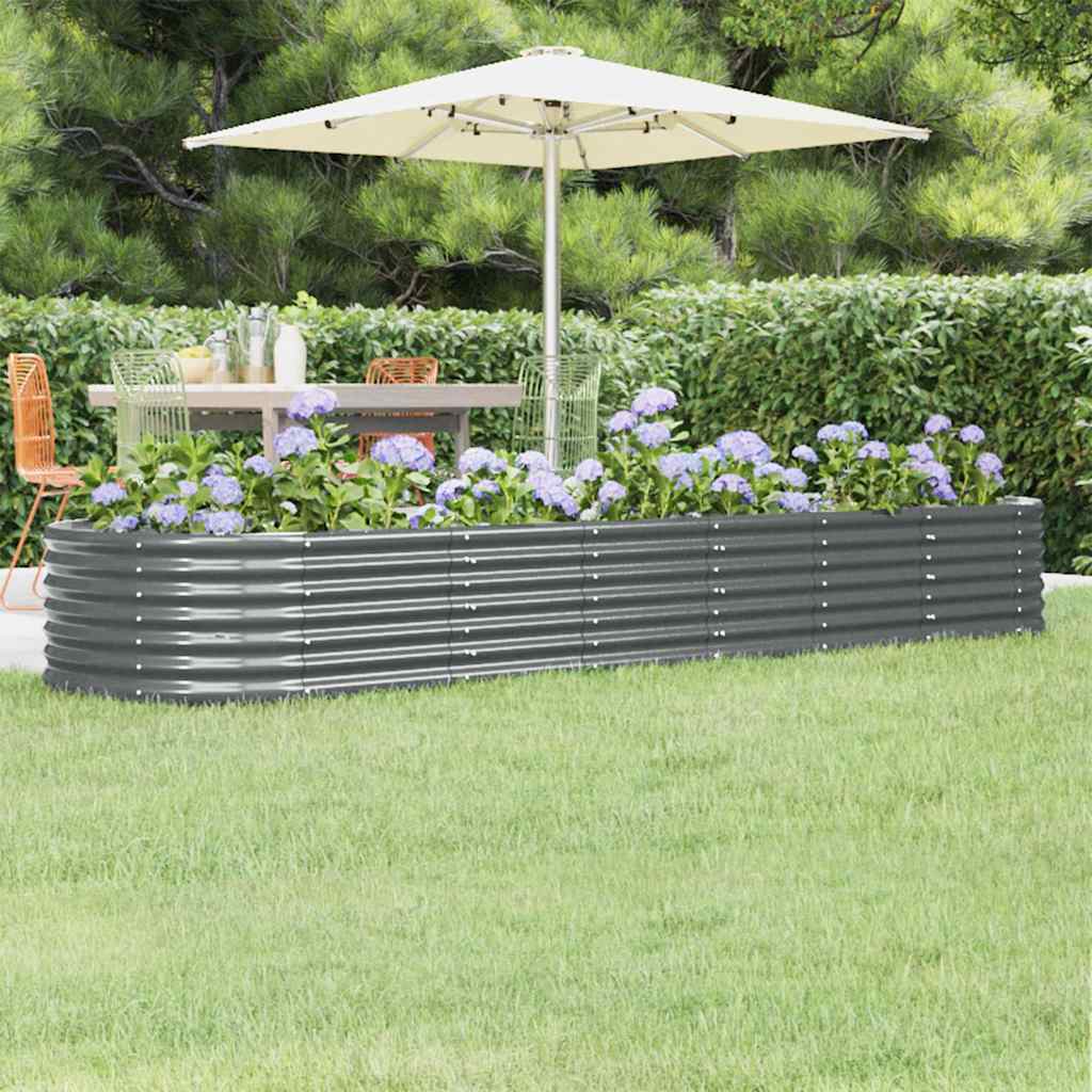 vidaXL Garden Raised Bed Galvanised Steel Height 36 cm Anthracite