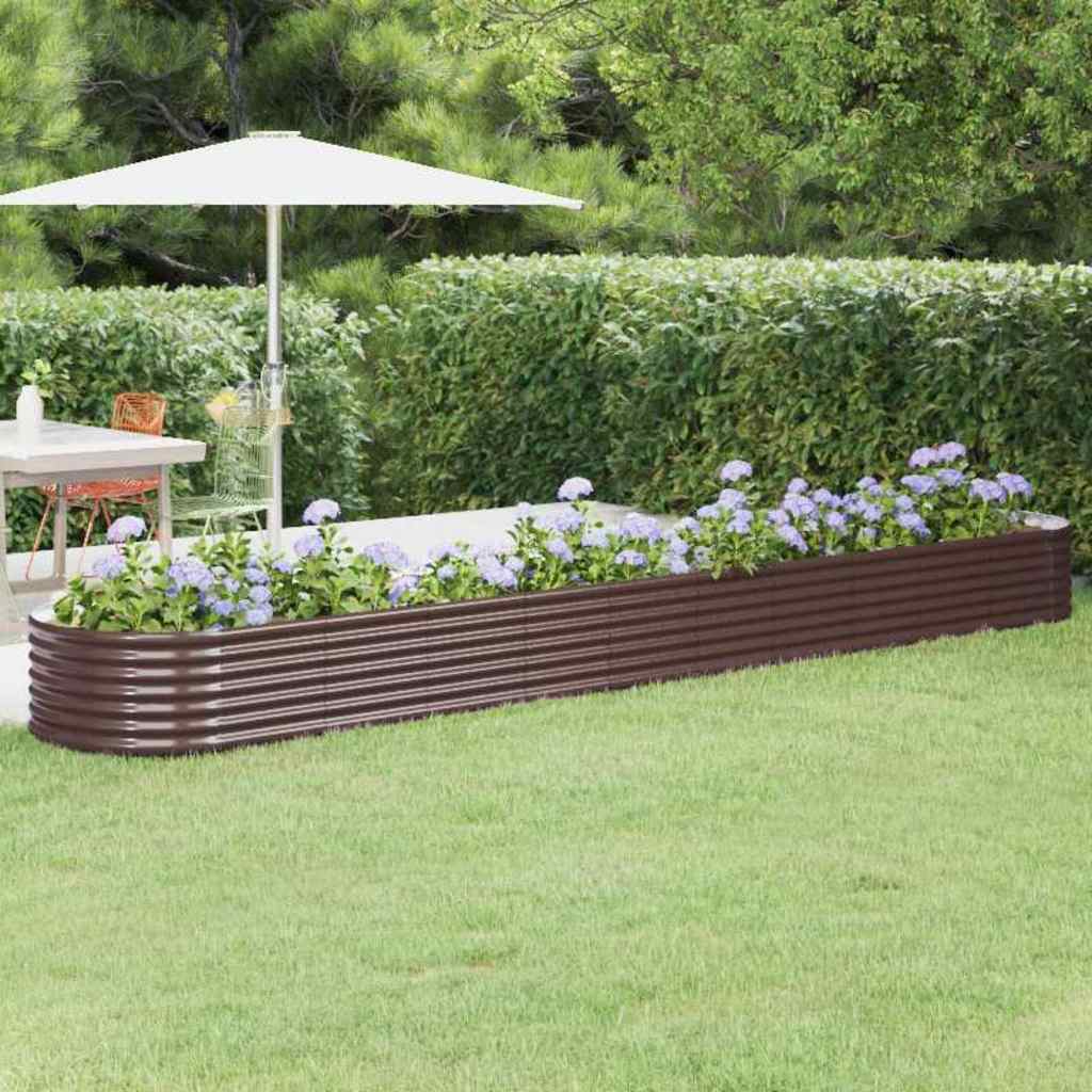 vidaXL Garden Raised Bed Galvanised Steel 440x80x36 cm Brown 1