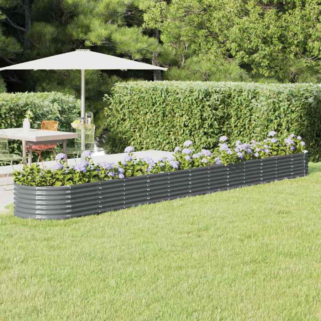 vidaXL Garden Raised Bed Galvanised Steel Height 36 cm Anthracite