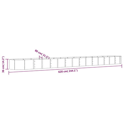 Garden Raised Bed Powder-coated Steel 620x80x36 cm Anthracite