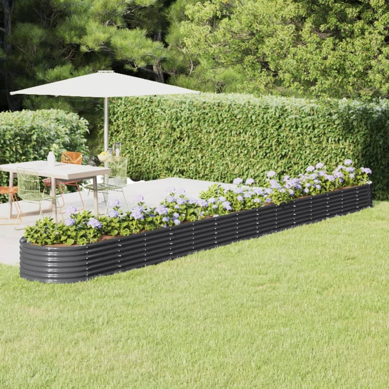 Garden Raised Bed Powder-coated Steel 620x80x36 cm Anthracite