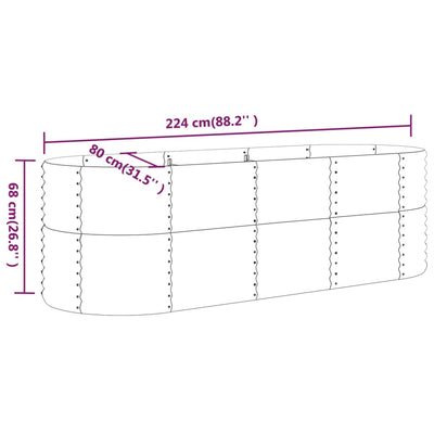 Garden Raised Bed Powder-coated Steel 224x80x68 cm Green