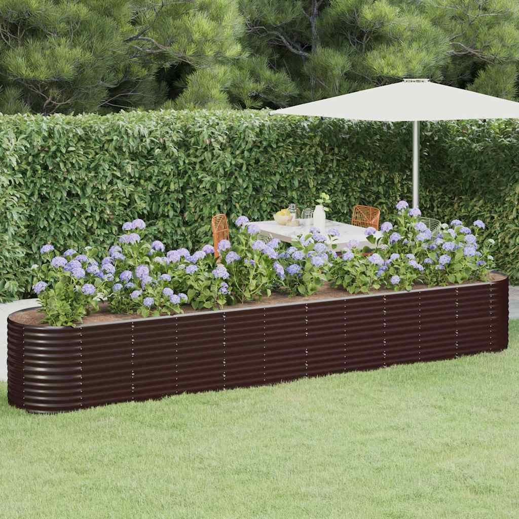 Garden Raised Bed Galvanised Steel Height 68 cm Brown 440 cm