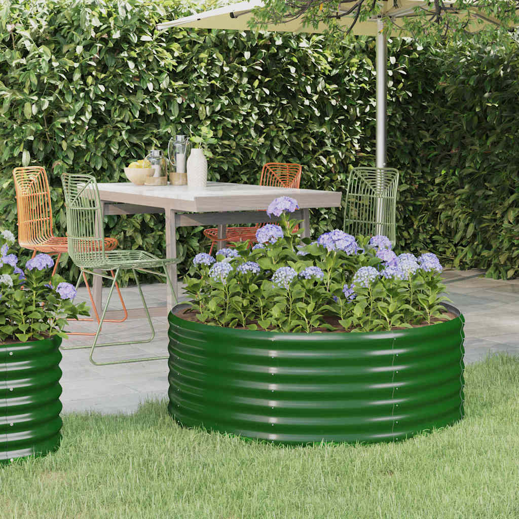 vidaXL Garden Raised Bed | Green | Powder-coated steel 1