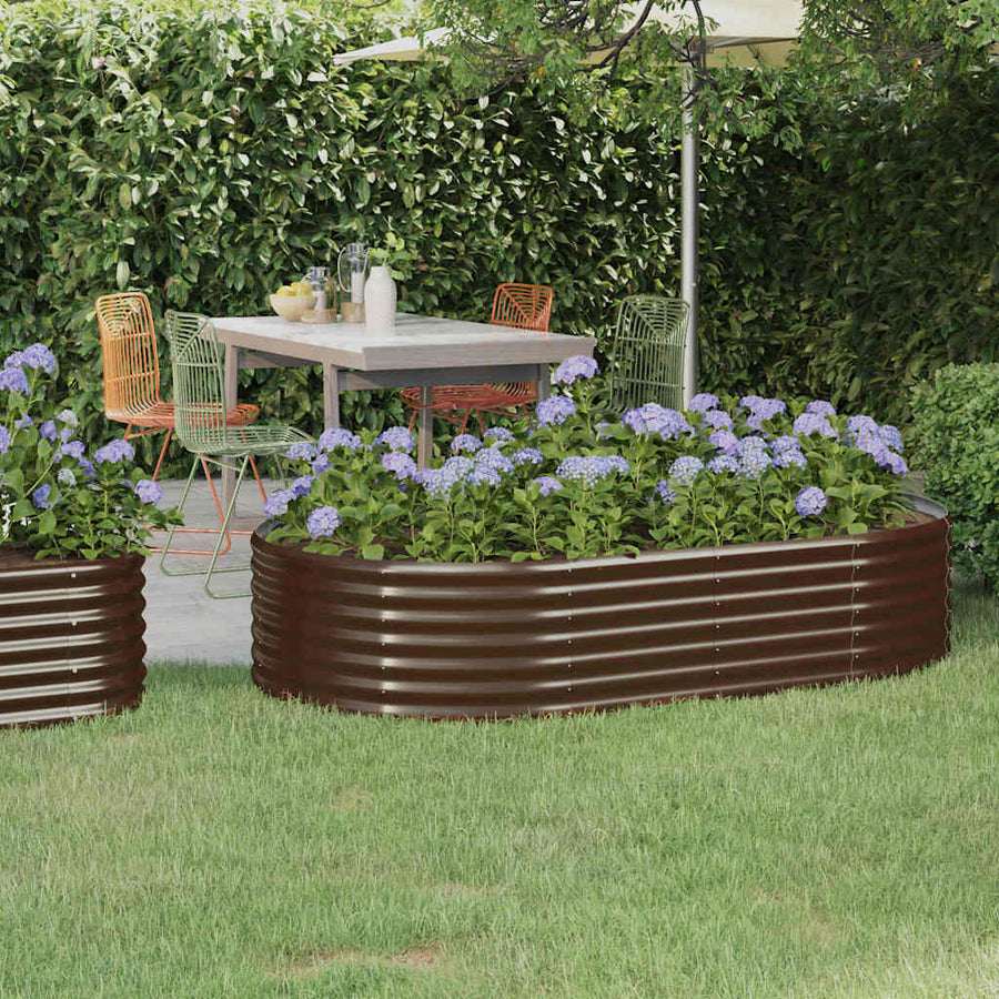 vidaXL Garden Raised Bed | Brown | Powder-coated steel | Large | Durable 1