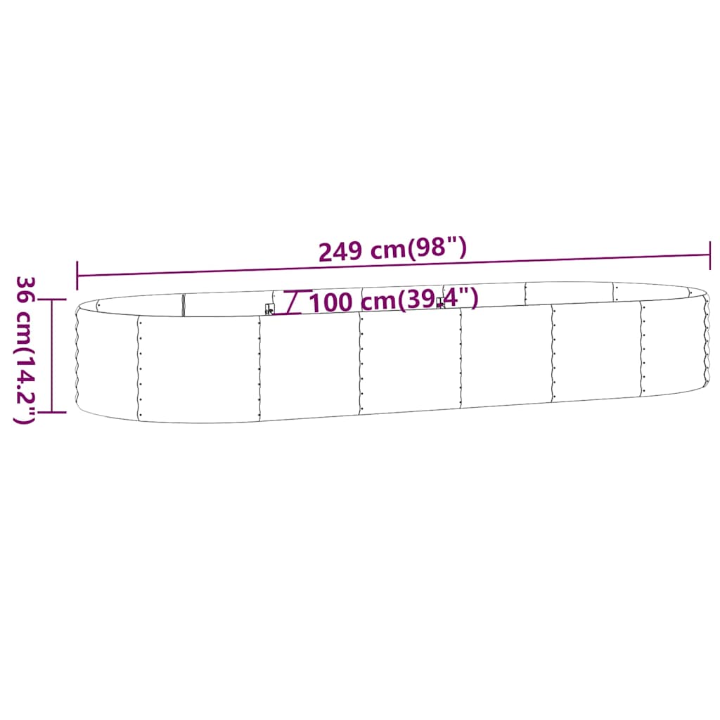 vidaXL Garden Raised Bed | Green | Powder-coated steel | Large 6