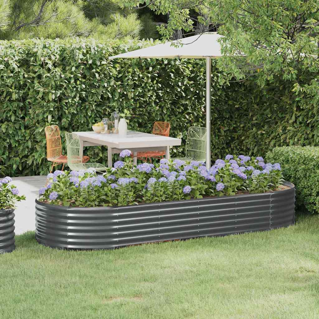vidaXL Garden Raised Bed Galvanised Steel Depth 100 cm Anthracite