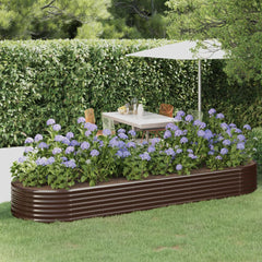 vidaXL Garden Raised Bed | Brown | Powder-coated steel | Extra Long |  Durable 1