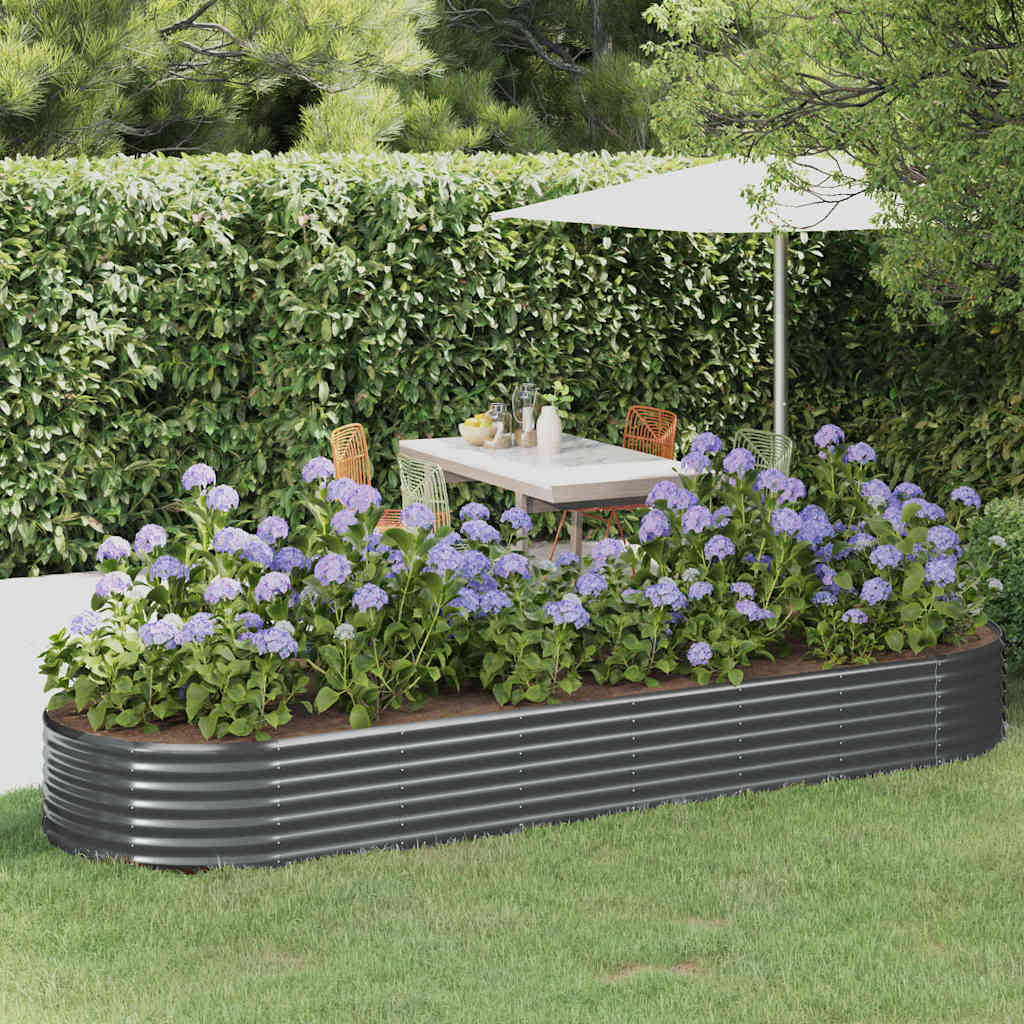 vidaXL Garden Raised Bed Galvanised Steel Depth 100 cm Anthracite