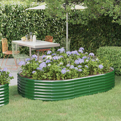 Garden Raised Bed Galvanised Steel Depth 140 cm Green 214 cm